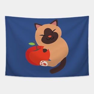 Cat hugging apple Tapestry