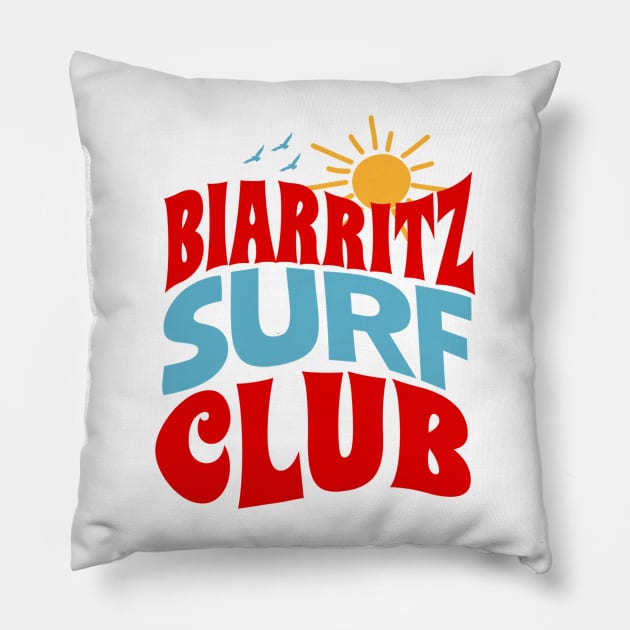 Biarritz Surf Club Pillow by alvarsprints