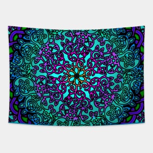 Filigree Mandala Ocean Blue Tapestry