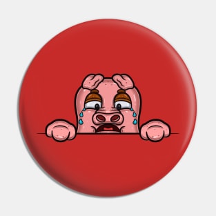 Pig Cartoon With Crying Face Expression Pin