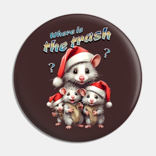 Funny Santa Opossums looking for trash Pin