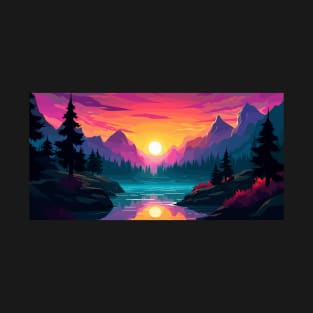 Sunset over Lakeside Landscape T-Shirt