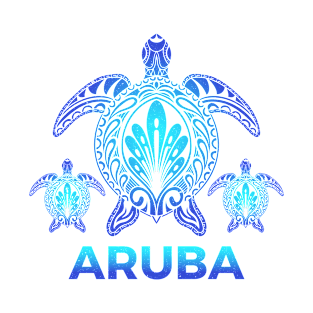 Vintage Aruba Ocean Blue Sea Turtle Souvenirs T-Shirt