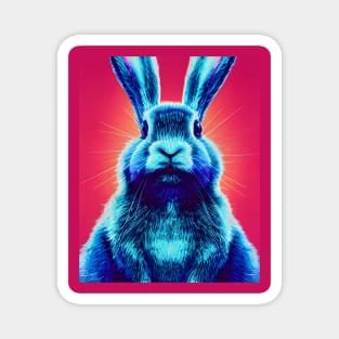 Blue rabbit on a pink background. Magnet