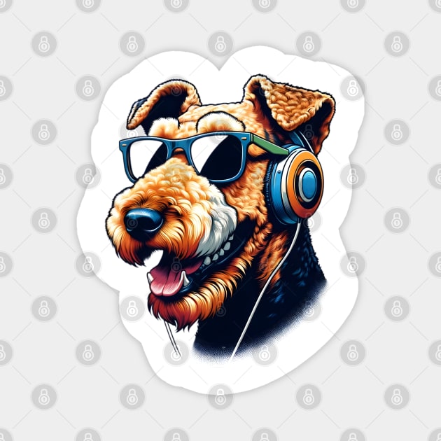 Airedale Terrier Smiling DJ: Beats and Style Unleashed Magnet by ArtRUs