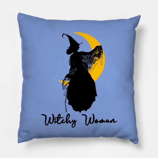 WITCHY WOMAN on the MOON Pillow by Scarebaby