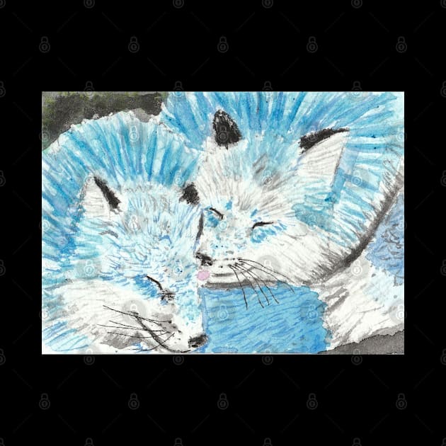 Sweet Blue foxes by SamsArtworks