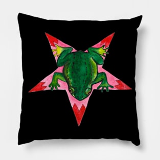 Satanic star green frog Pillow