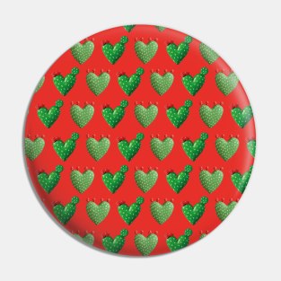 Cactus heart nopal adorable red prickly pear mexican modern pattern Pin