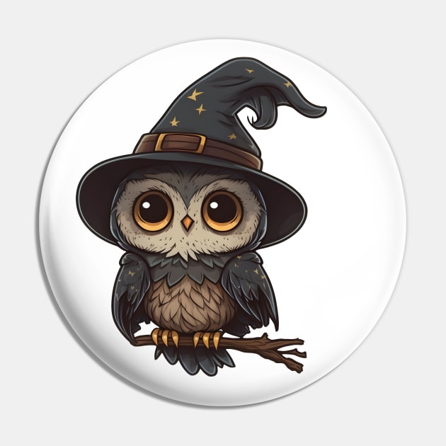 Cute Owl Wizard Pin by StoneCreation