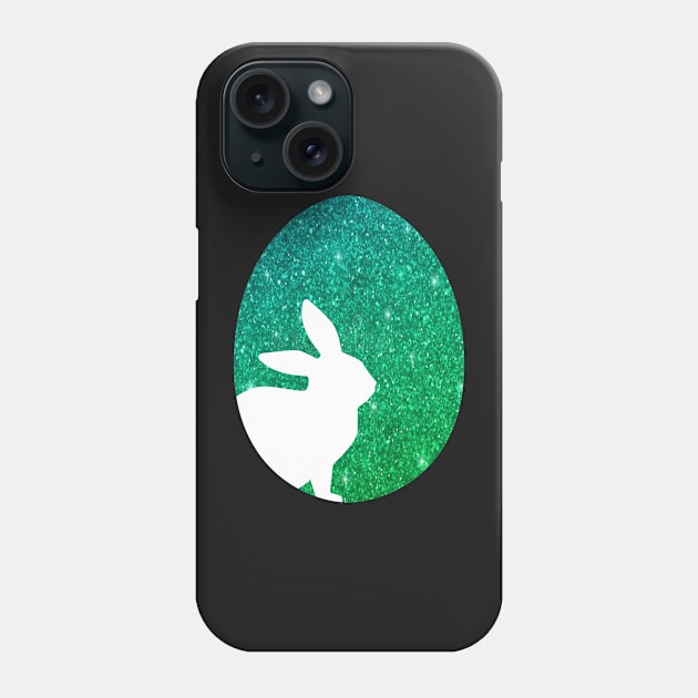 Easter Bunny Silhouette in Green Ombre Faux Glitter Easter Egg Phone Case by Felicity-K