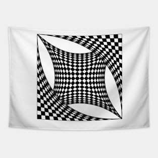 Twisted chessboard, geometric, 3d optical illusion Tapestry