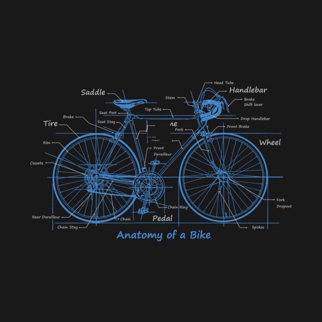 Cool Tees Bicycle Anatomy Cyclist by COOLTEESCLUB