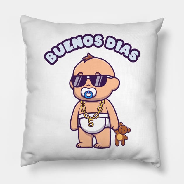 Buenos Dias - baby design Pillow by verde