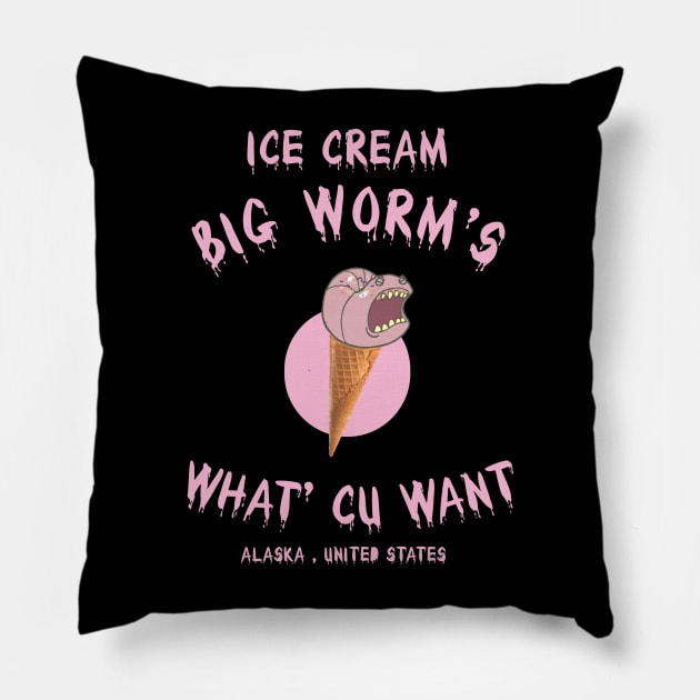 Ice Cream Bigworm Alaska Pillow by mugimugimetsel