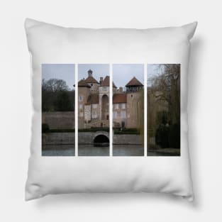 The castle of Sercy is a 12th-century castle in the Bourgogne-Franche-Comte. Cloudy winter day Pillow