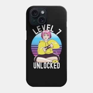 Level 7 Unlocked Girls Loves Anime Gamer 7th Birthday Girl Phone Case