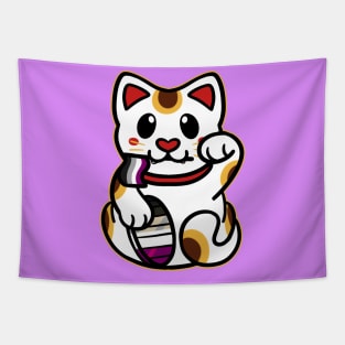 LGBTQ+ Pride Lucky Cat - Asexual Tapestry