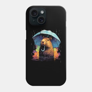 Capybara Rainy Day With Umbrella Phone Case