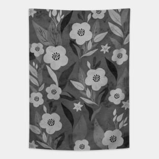 Floral black pattern Tapestry