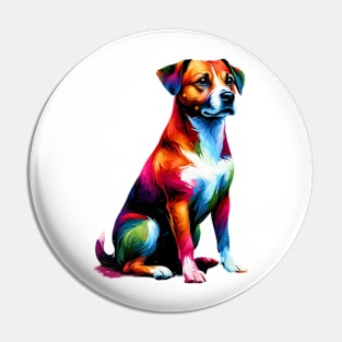 Colorful Danish-Swedish Farmdog in Artistic Splash Style Pin