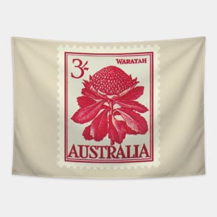 Australian Waratah Vintage Postage Stamp Tapestry