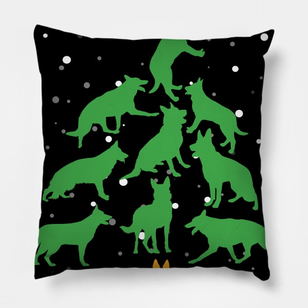 Funny German Shepherd Dog Christmas Tree Pillow by maximel19722