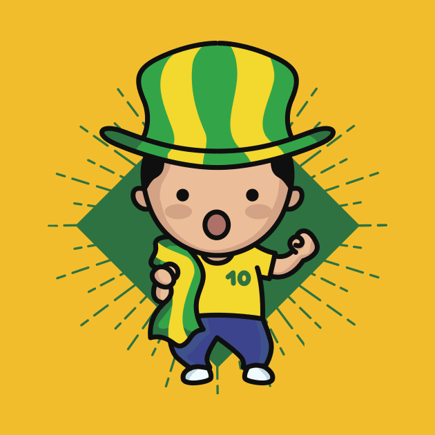 Cute Brazil Football Fan // Kawaii Cute Brasil Soccer Supporter by SLAG_Creative