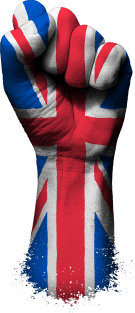 Flag of United Kingdom on a Raised Clenched Fist Magnet