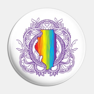 Illinois Mandala Pride Pin