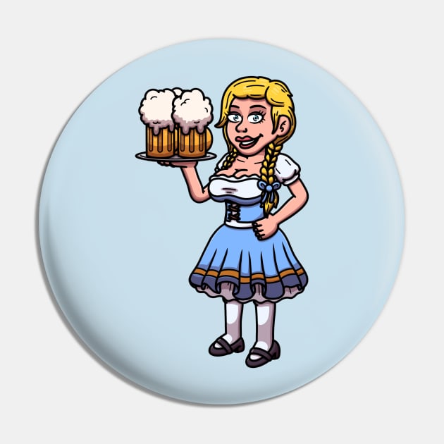 Oktoberfest Girl With Beer Pin by TheMaskedTooner