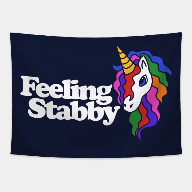 Feeling stabby unicorn Tapestry by bubbsnugg