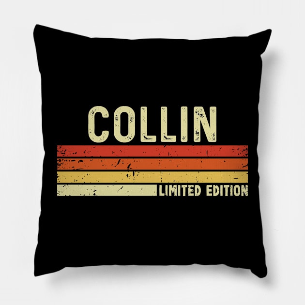 Collin First Name Vintage Retro Gift For Collin Pillow by CoolDesignsDz