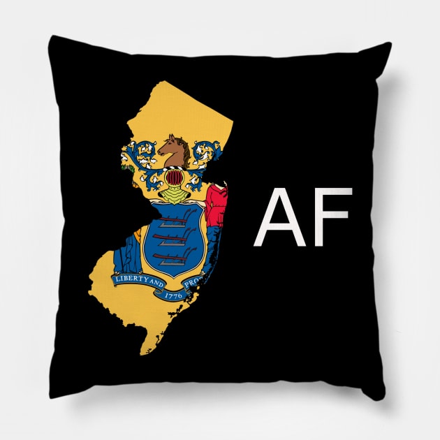 New Jersey Flag State Outline AF (white) Pillow by Big Term Designs