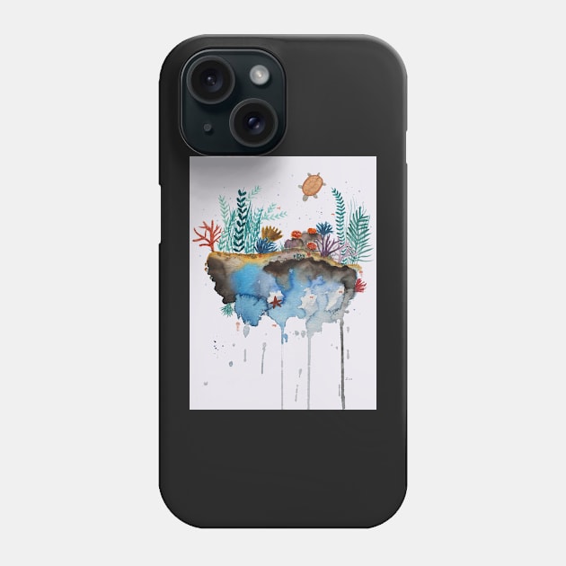 Underwater World Whimsical Watercolor Art Phone Case by Sandraartist