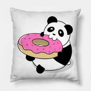 Cute Panda Eating A Donut Pillow