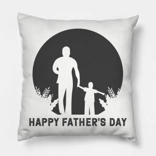 Father's Day Silhouette Tee - Distressed "Happy Father's Day" Shirt, Perfect Gift for Dad on His Special Day Pillow