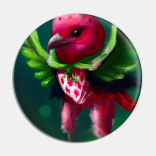 Strawberry Bird Pin