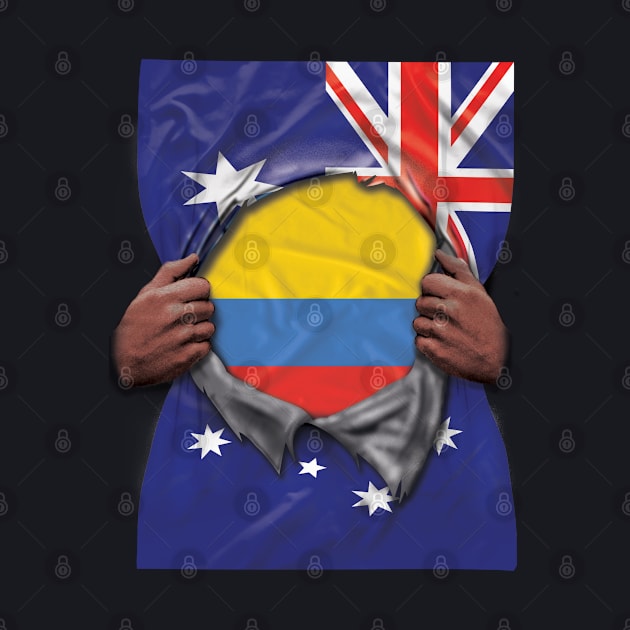 Colombia Flag Australian Flag Ripped - Gift for Colombian From Colombia by Country Flags