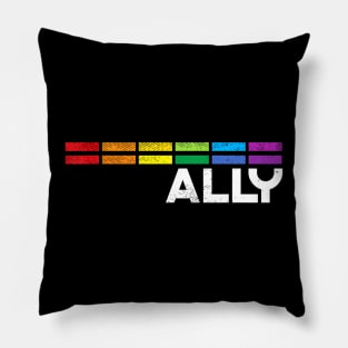 Proud Ally Bars Equality Lgbtq Rainbow Flag Gay Pride Ally Pillow