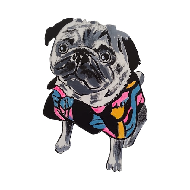 Funny Pug Dog by PaintingsbyArlette