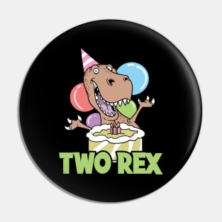 Second 2nd Birthday Two Rex T-Rex Dinosaur Dino Pin