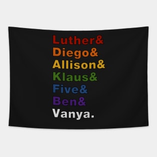 Pride Colored Umbrella Academy Character Names Tapestry