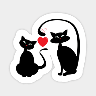 Two Balck Cat Lover Smile Hurt Love Magnet