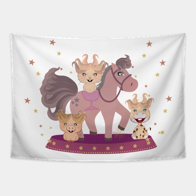 pony and friends Tapestry by crearty art