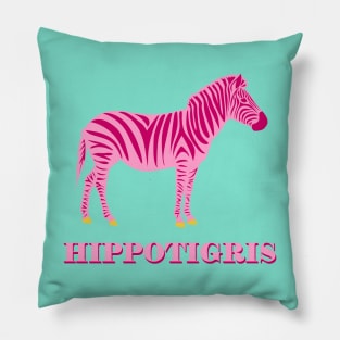 Pink Modern Minimal Zebra Silhouette - Hippotigris Pillow