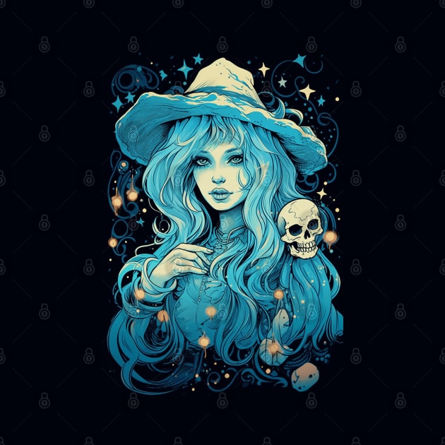 Beautiful witch with skull by chidees