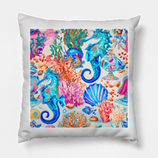 Seahorses and coral reef Pillow