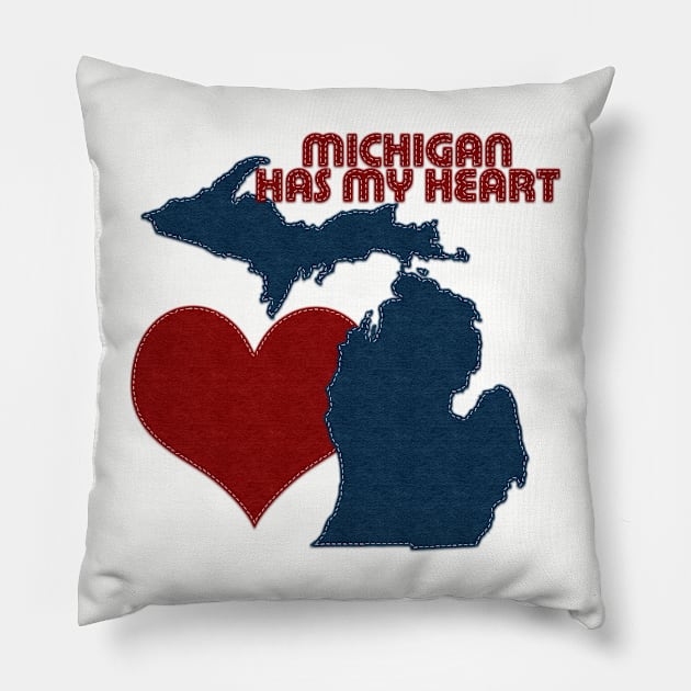 Michigan Has My Heart | I Love Michigan | Felt Look Pillow by CheriesArt