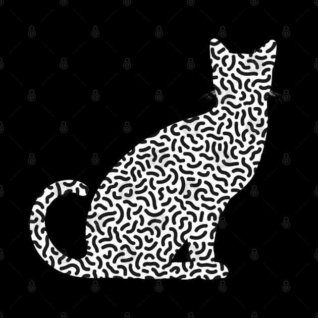 Black and White Squiggle Cat Lover by DesignsbyZazz